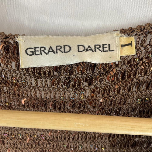 Vintage Gerard Darel Bronze Sequin Knit Scoop Neck Vest Top S/1 - Picture 3 of 6