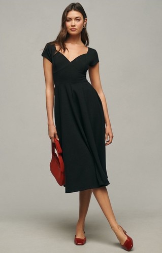 NWT Anthropologie Reformation Brynn V-Neck Midi Black Dress Size Small - Picture 1 of 9