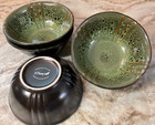 Beautiful Bowls. Elama Jade Waves. Green. 6.5 Inch. Set Of 4.Stoneware. New.