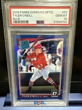 ⚾️TYLER O'NEILL RC 2018 Pan. Donruss Optic Blue #57 PSA 10 # 149/149 Pop Of 1🔥