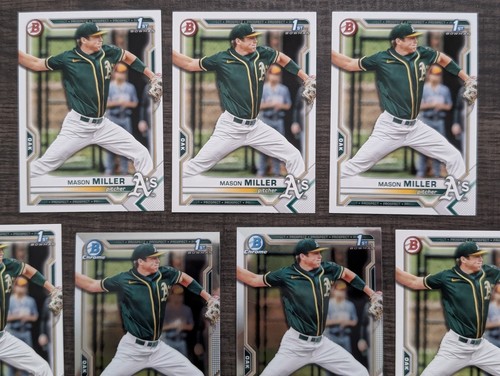 Lot of 11 1st Bowman Cards - MASON MILLER - 2021 Bowman Chrome RC ATHLETICS - Picture 5 of 5
