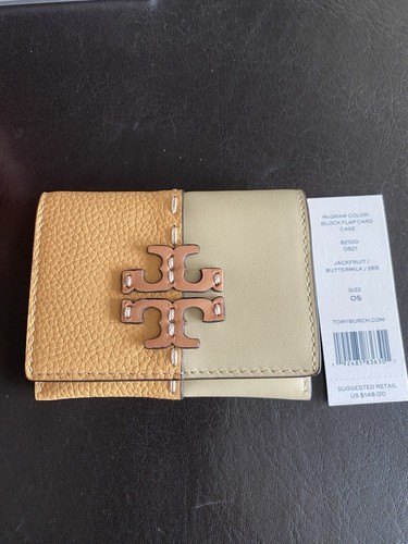 Tory Burch McGraw Color Block Flap Card Case in Leather