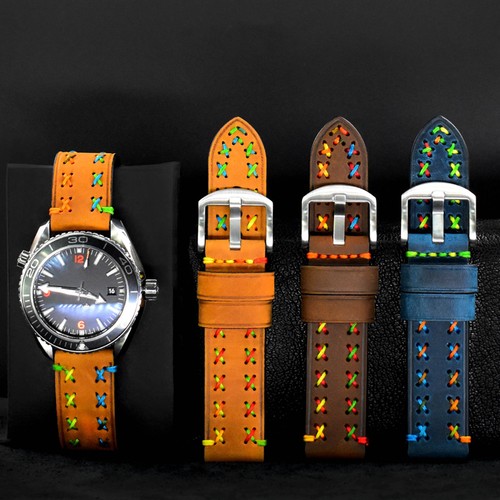 Watch Bands Cowhide Genuine Leather Wristwatch Straps Belt Watch Part Green 20mm - Picture 2 of 4