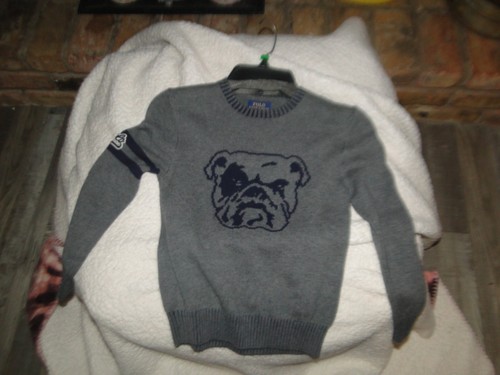Polo Ralph Lauren Boys' Bull Dog Sweater Size 7 Merino Wool Rare