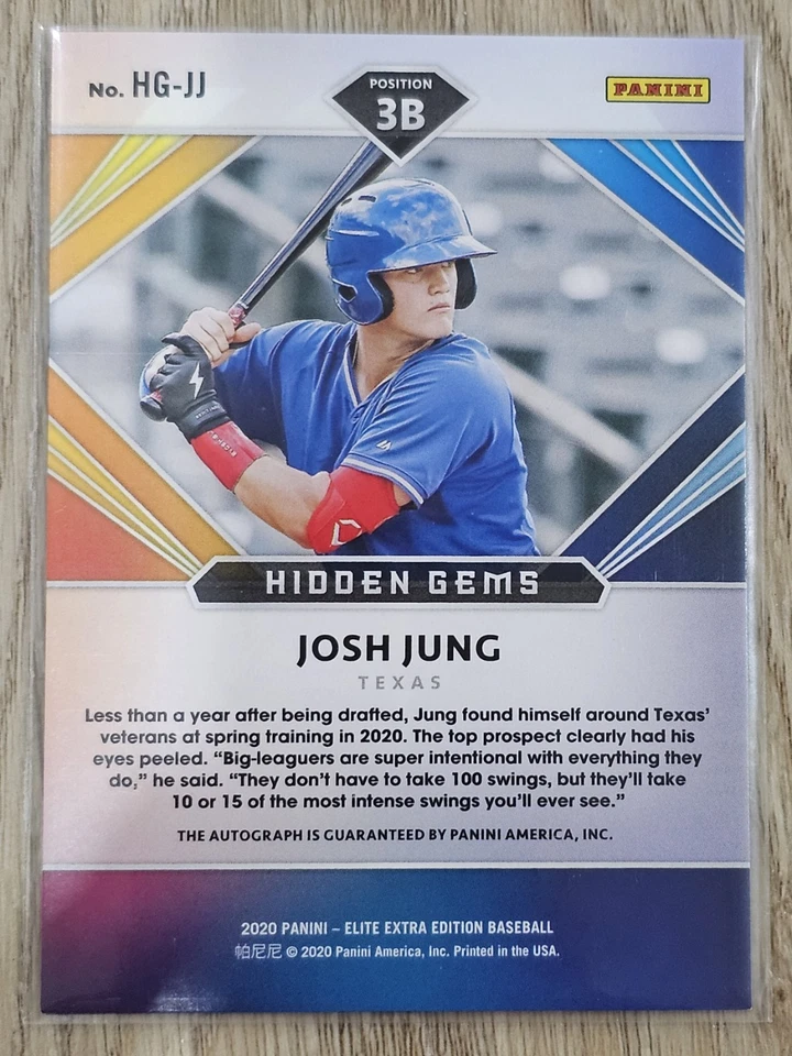 2020 Panini Elite Extra Edition Josh Jung Hidden Gems Red White Blue Auto /25 - Image 2 of 2