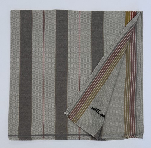 Handkerchief Man Christian Dior Plain Striped Gray Pocket Square Cotton 18” - Picture 2 of 5