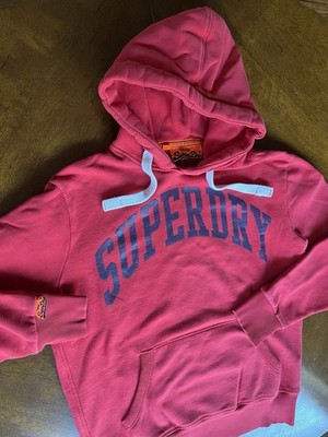 Superdry Vintage Men s Medium Hoodie Weathered Red & Navy Blue 