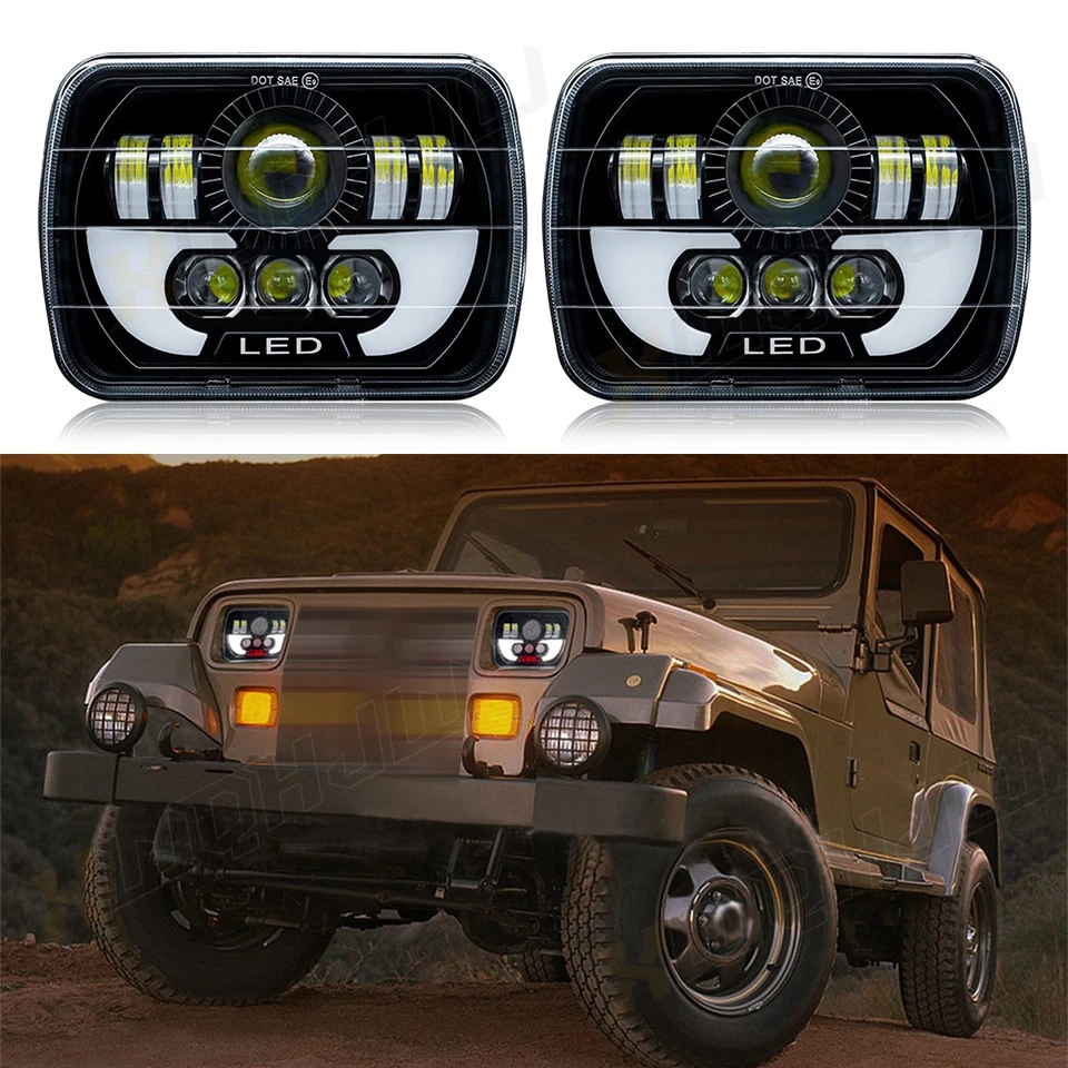 Par de faros LED 5x7" 7x6" alto/bajo PARA Dodge D150 D250 D350 Ram 50 H4 H6054 Foto 2 de 4