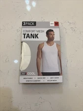 32 Degrees Cool Men's 3-Pack Comfort Mesh Tank T-Shirt, White, Size M