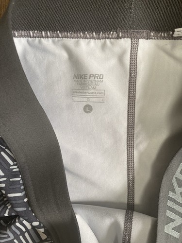 Nike Pro Leggings Womens Size Large Grey Geometric Dri-Fit Fitness Dance Gym - Picture 7 of 9