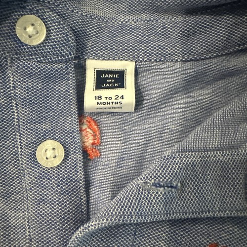 Janie and Jack Red Shorts & Blue Crab Polo Shirt Set Boy 18-24 Months - Picture 4 of 9