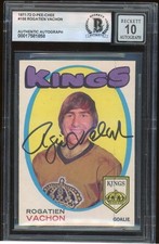 Rogie Rogatien Vachon Signed 1971-72 O-Pee-Chee Card #156 OPC Kings BAS Auto 10