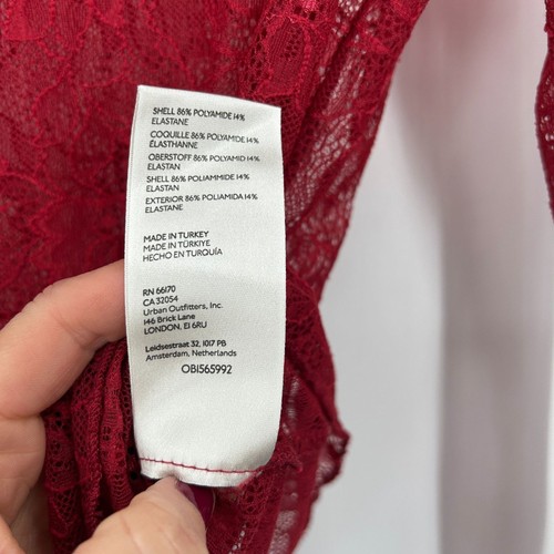 ANTHROPOLOGIE Rot Blumen Spitze Lagenlook Rollkragen Langarm Urlaub Top XS - Bild 10 von 10