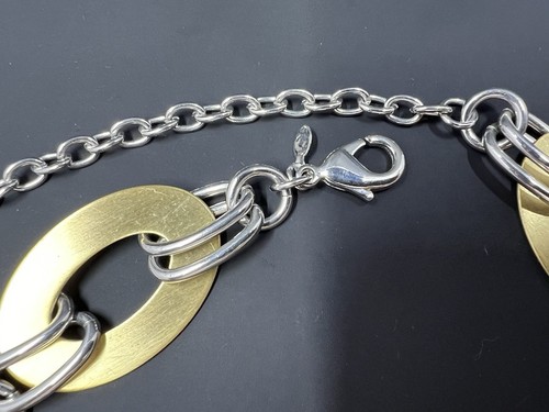 Premier Designs Chunky Gold Tone & Silver Oval Hoop Link Chain Adjustable 17-20" - Picture 9 of 10