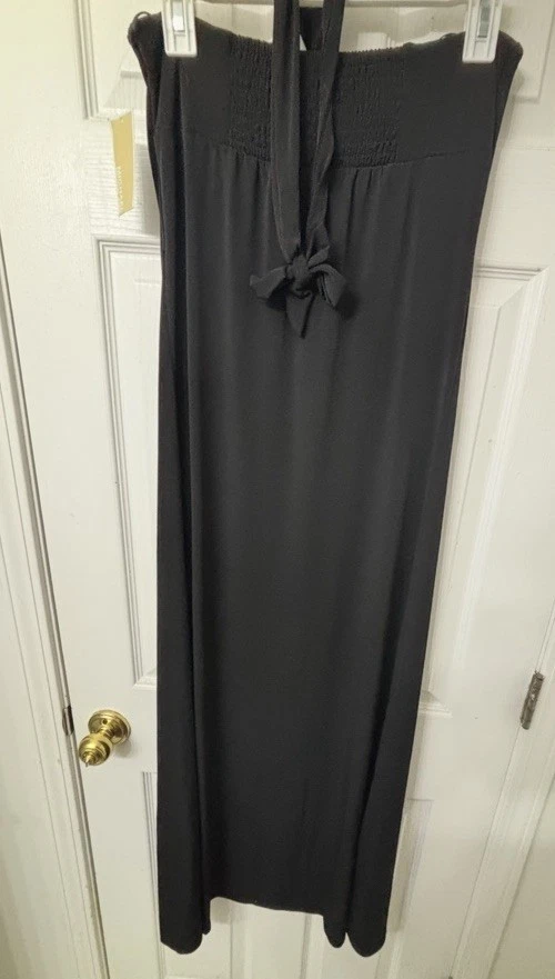 Michael Kors Vestito Maxi Donna Medio Nero Halter Lungo Senza Maniche Nuovo con etichette
