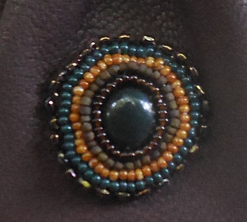 Bloodstone Chocolate Brown Buckskin Beaded Fringed Necklace Pouch Medicine Bag - Picture 4 of 5