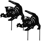  2 Pcs Cat Decor Garden Statue Figurines Animal Ground Insert Decoration