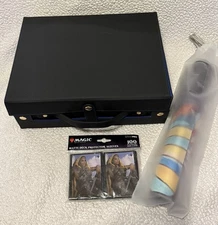 TCG LOT Card Storage Box 1800+ Black Blue, Playmat, Deck Protectors (New, Read)