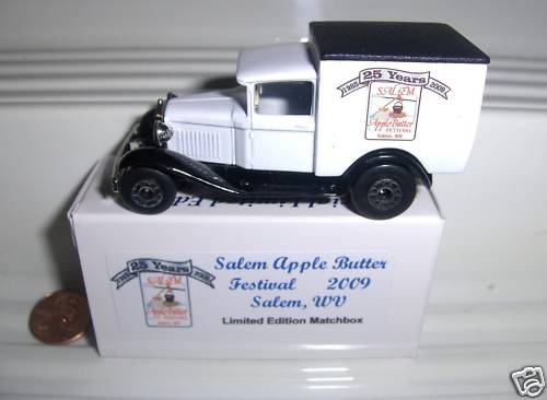 MATCHBOX MB38 2009 SALEM WV APFELBUTTER FEST NEUWERTIG BOX geschätzt nur 60 hergestellt - Bild 1 von 1
