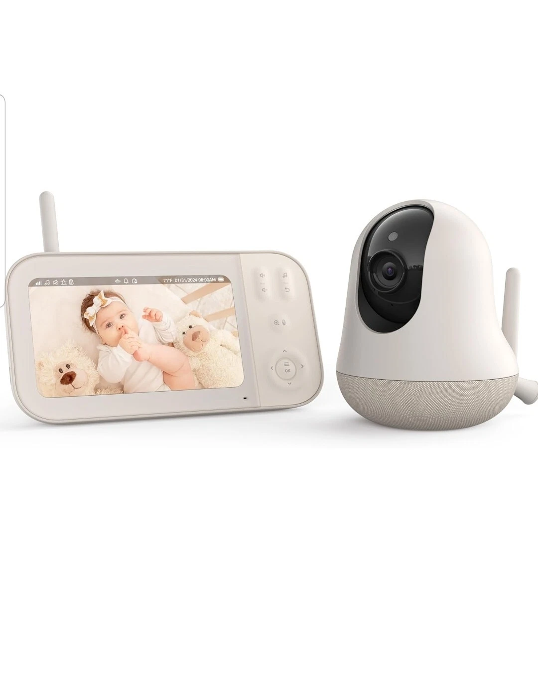 Baby Monitor with Camera, 5" Screen Video with 10-hrs Recharged Battery