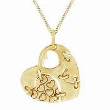 Modern Heart 14K Yellow Gold Plated Silver Modern Pendant For Women's
