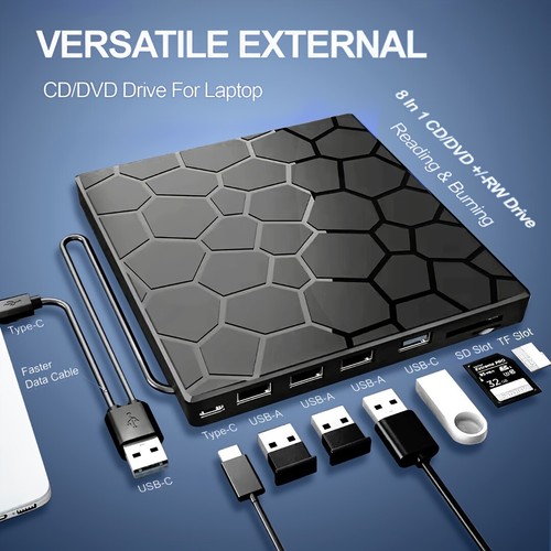Slim Drive Disc Player External DVD Burner CD RW Writer Laptop PC USB-C Type C - Picture 4 of 6