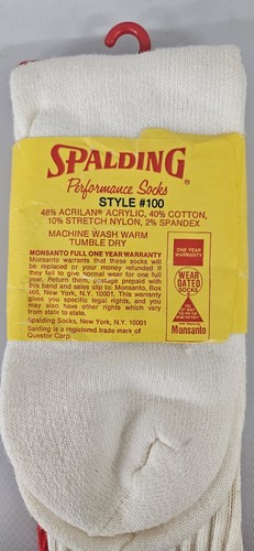 NOS Spalding White And Red Tube Socks Size 10-14 Style 100 Vintage Mens - Picture 3 of 4
