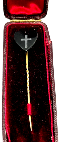 Antique Onyx Heart & Crucifix Mourning Cravat Stick/Pin, 1.8g - 第 2/15 張圖片