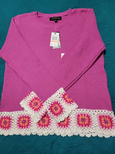 New Womens Sweater Medium 100% Cotton Machine Wash/Dry By Joseph A.
