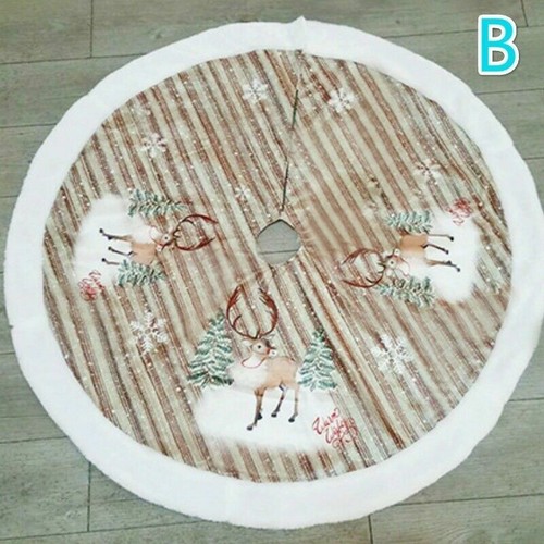 Christmas Tree Skirt Xmas Tree Bottom Round Carpet Santa Claus Party Adornments - Picture 12 of 13