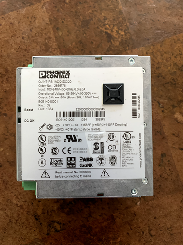Phoenix Contact QUINT-PS/1AC/24DC/20 Switching Power Supply w/ DIN Rail & cable - Picture 2 of 5