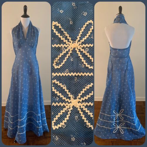 30s Calico Halter Maxi DRESS Sheer Polka Dot Ric R