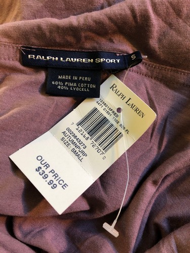Nuevo con etiquetas Ralph Lauren Mujer Cuello de Capucha Púrpura Pima Algodón Talla Pequeña - Imagen 6 de 7