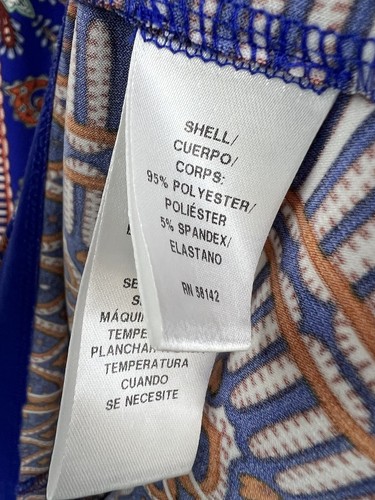 London Times Dress 14 Paisley Coral Blue Casual Shift Mixed Print Pullover - Picture 6 of 6