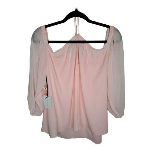 1.STATE - Large Off-The-Shoulder Pink Chiffon Blouse - Picture 2 of 4