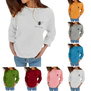 Autumn-Women-Loose-Sweatshirts-Bee-Kind-Letter-Print-Long-Sleeve-Leisure-Blouses