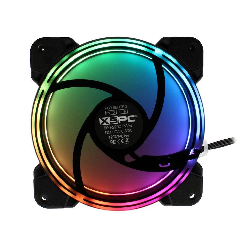 XSPC RGB Series  2, PWM 800-2200RPM 5V 3Pin aRGB 120mm Fan - 3 Pack - Image 4 of 4