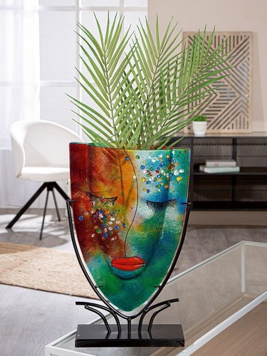 59283 Jarrón decorativo GlasArt jarrón facial ovalado violeta altura 49 cm ancho 30 cm profundidad 11 cm - Imagen 1 de 4
