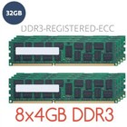 32GB (8x 4GB) PC3-8500R DDR3 1066MHz ECC Registered