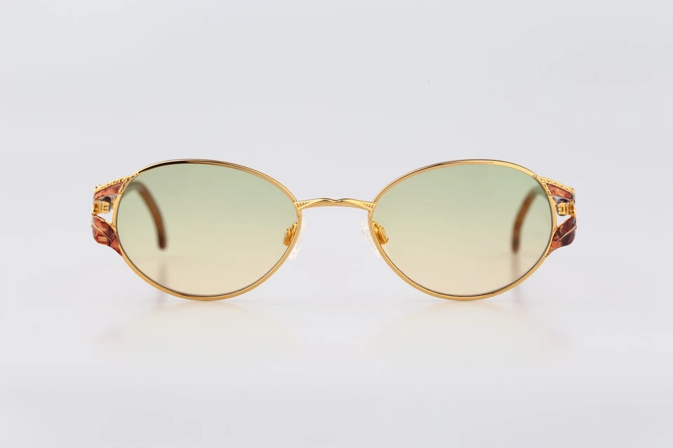 Gafas de sol redondas Diva 5074 30, vintage años 90 lentes tintadas doradas y tortugas nuevas de stock Foto 2 de 4