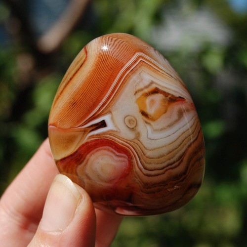 2in 87g Red Banded Agate Crystal Palm Stone, Madagascar bc5