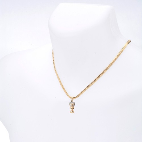 Gold Plated Mini Egyptian Queen Nefertiti Pendant 20" Chain Necklace MMP 97 GS - Picture 2 of 3