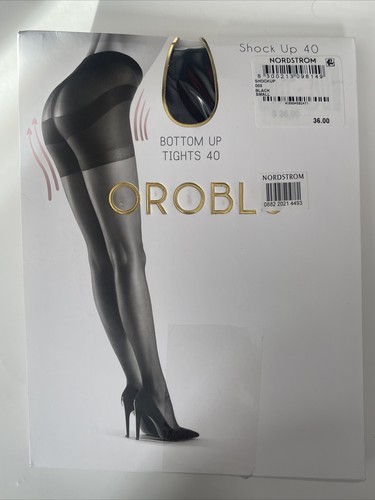 New Women's OROBLU Black Shock Up Bottom Up Tights 40 Size S