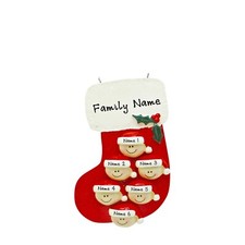 PERSONALIZED Christmas Stocking Family - Family of 6 Christmas Ornament Keepsake