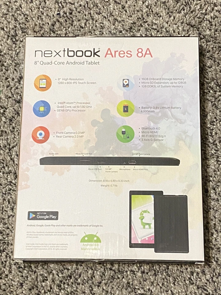 NEW Nextbook NX16A8116K Ares 8A with WiFi 8" Touchscreen Tablet PC Black - Image 4 of 4