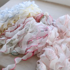 DIY Chiffon Mesh Tulle Edge Ribbon Trim Two Tone Frill Ruffle Craft Curtain Sew