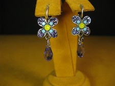 MARIANA EARRINGS FLOWER SWAROVSKI CRYSTALS BLUE PURPLE YELLOW Gift Christmas