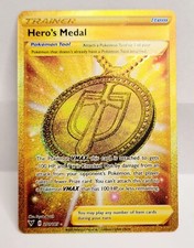 Hero's Medal 201/185 Gold Holo Full Art Secret Rare Pokemon Vivid Voltage
