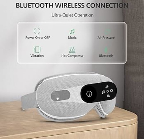 Masajeador de ojos eléctrico Kewhaul compresa de calor relajación máscara de ojos inteligente con música - Imagen 5 de 7