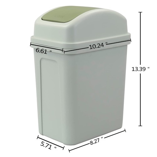 7 L Kleinmülleimer mit Schwingdeckel 1,8 Liter Indoor Mülleimer mit Deckel Grün - Bild 2 von 8